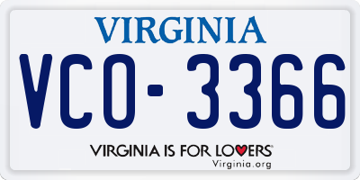VA license plate VCO3366