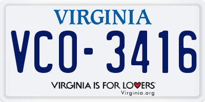 VA license plate VCO3416