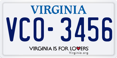 VA license plate VCO3456