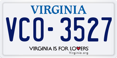 VA license plate VCO3527