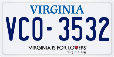 VA license plate VCO3532