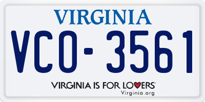 VA license plate VCO3561