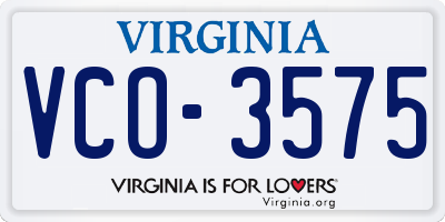 VA license plate VCO3575