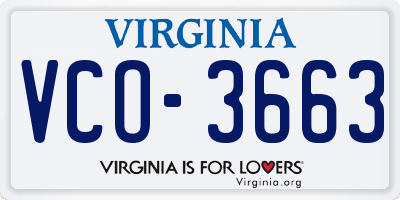 VA license plate VCO3663