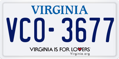 VA license plate VCO3677