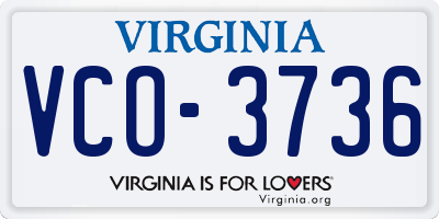 VA license plate VCO3736