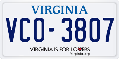 VA license plate VCO3807