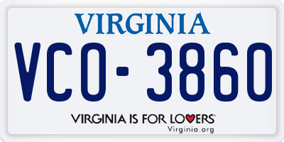 VA license plate VCO3860