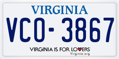 VA license plate VCO3867