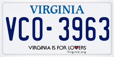 VA license plate VCO3963