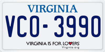 VA license plate VCO3990