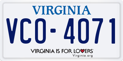VA license plate VCO4071