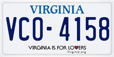 VA license plate VCO4158