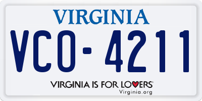 VA license plate VCO4211