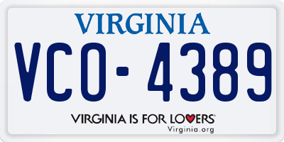 VA license plate VCO4389