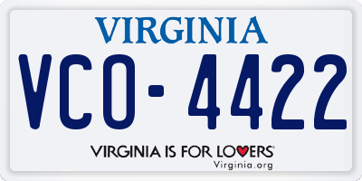 VA license plate VCO4422