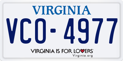 VA license plate VCO4977