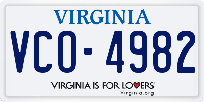 VA license plate VCO4982