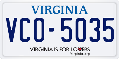 VA license plate VCO5035