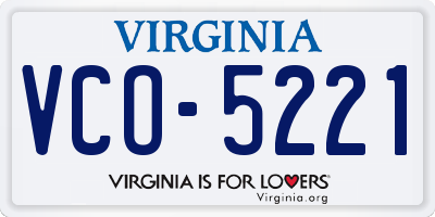 VA license plate VCO5221
