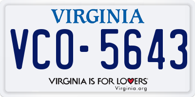 VA license plate VCO5643