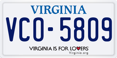 VA license plate VCO5809