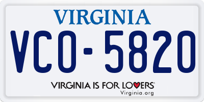 VA license plate VCO5820