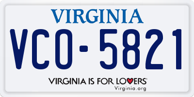 VA license plate VCO5821