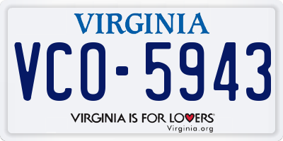 VA license plate VCO5943