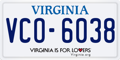 VA license plate VCO6038