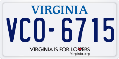VA license plate VCO6715