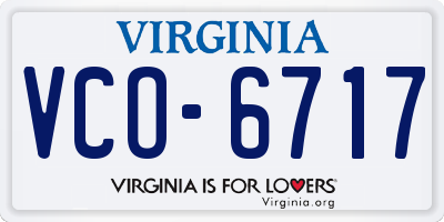 VA license plate VCO6717