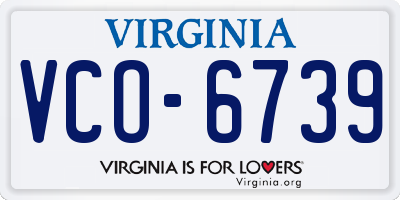 VA license plate VCO6739