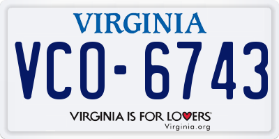 VA license plate VCO6743