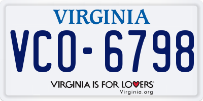 VA license plate VCO6798
