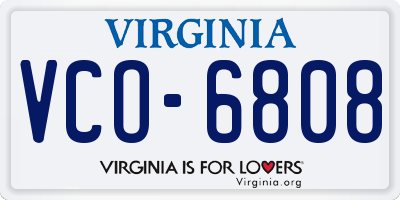 VA license plate VCO6808