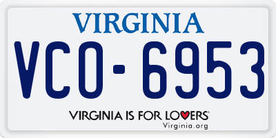 VA license plate VCO6953