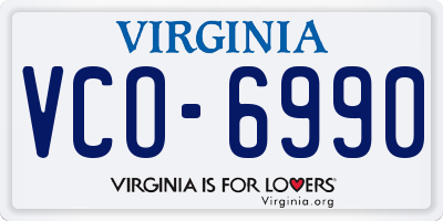 VA license plate VCO6990