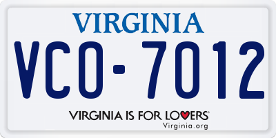 VA license plate VCO7012