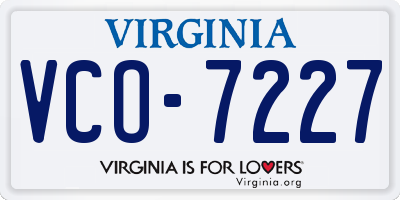 VA license plate VCO7227