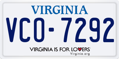 VA license plate VCO7292