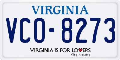 VA license plate VCO8273