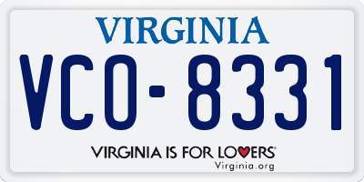 VA license plate VCO8331