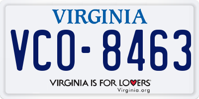 VA license plate VCO8463