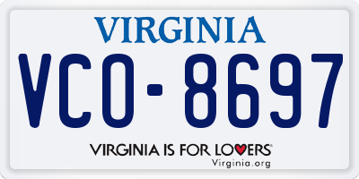 VA license plate VCO8697