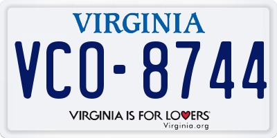 VA license plate VCO8744