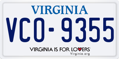 VA license plate VCO9355