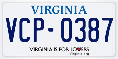 VA license plate VCP0387