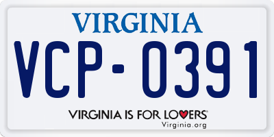 VA license plate VCP0391
