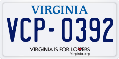 VA license plate VCP0392